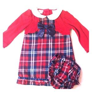 Nannette 24 Month plaid Navy and Red Dress